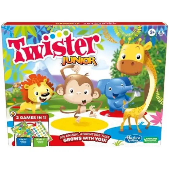 Hasbro Gaming Twister Junior Game, Animal Adventure 2-Sided Mat, 2 Games in 1, Party Game for Kids Ages 3 and Up, Indoor Game for 2-4 Players image {10}