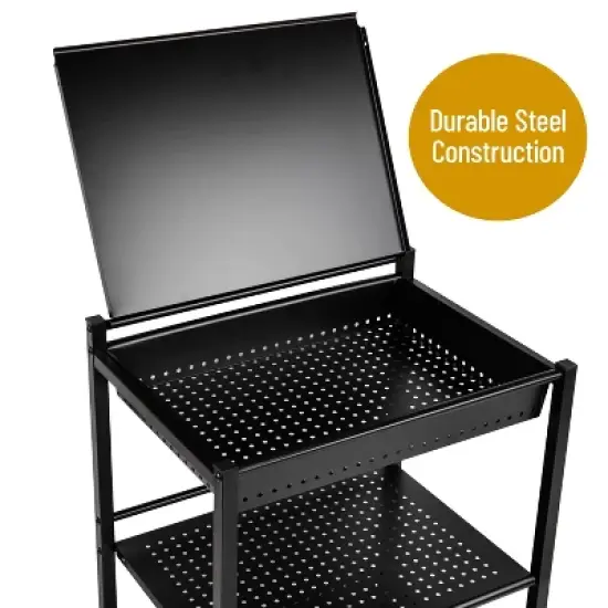 Mind Reader 3-Tier Cart with Covered Compartment Organizer Metal image {4}