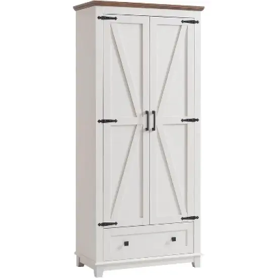AMERLIFE Farmhouse Kitchen Pantry Cabinet, 72" Tall Storage Cabinet with Adjustable Shelves & Barn Doors image {6}