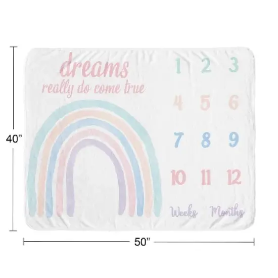 Sweet Jojo Designs Girl Baby Milestone Blanket Rainbow Pink Blue and Purple image {2}