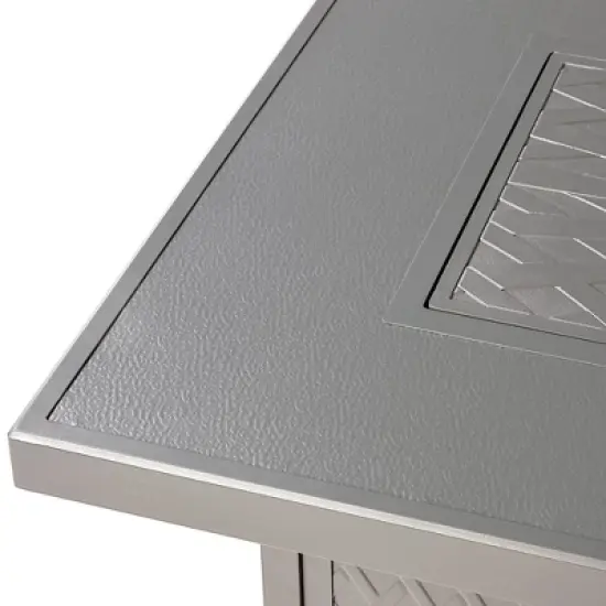 Oakland Living Aluminum Rectangle 55000 BTUs Propane Textured Weave Design Outdoor Patio Dining Table Gray image {6}