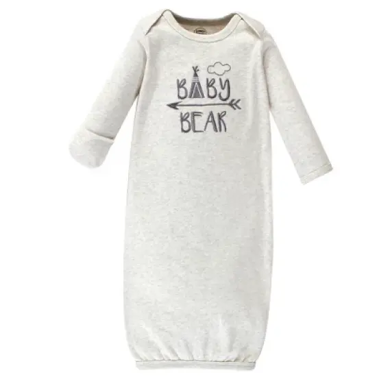 Luvable Friends Baby Boy Cotton Long-Sleeve Gowns 4pk, Bear, 0-6 Months image {1}