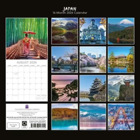 2026 Square Wall Calendar, Japan, 16-Month Passport Collection Theme with 180 Reminder Stickers (12x12 In) image {3}