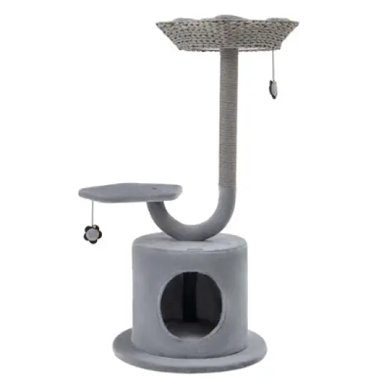 Costway 42'' Cat Tree Tower 3-Layer Activity Center with Scratching Post Condo & 2 Perches image {9}