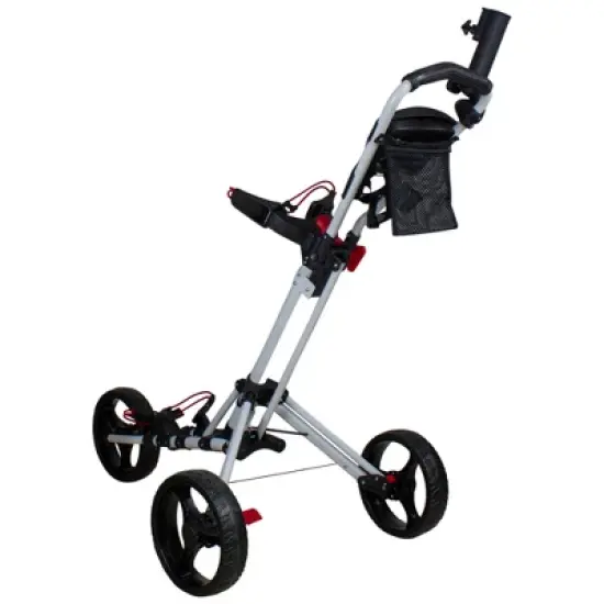 Northlight 48" White and Black Easy Folding 3 Wheel Golf Bag Push Cart image {3}