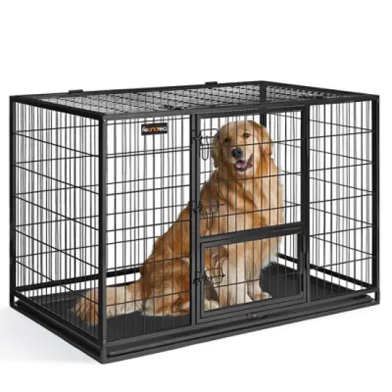 Feandrea Heavy-Duty Dog Crate, Metal Dog Kennel and Cage with Removable Tray, for Small and Medium Dogs image {9}