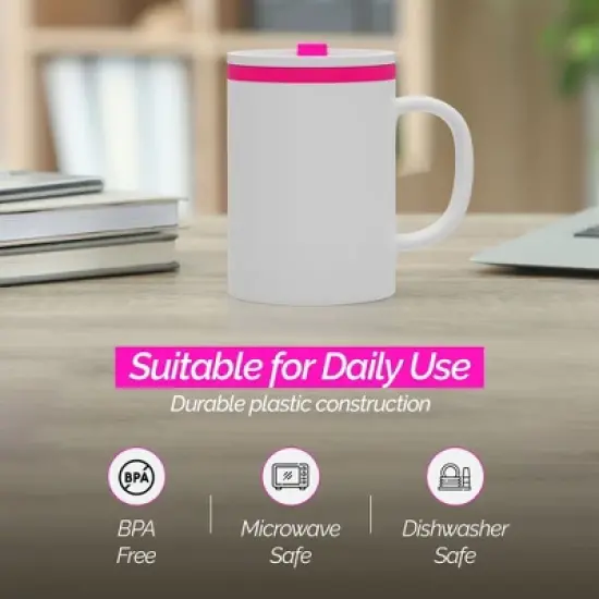 Copco Iconic 16oz Double Wall Insulated Desk Mug with Lid and Handle, Set of 2, BPA-Free Reusable Plastic, Spill-Proof - (Pink) image {5}