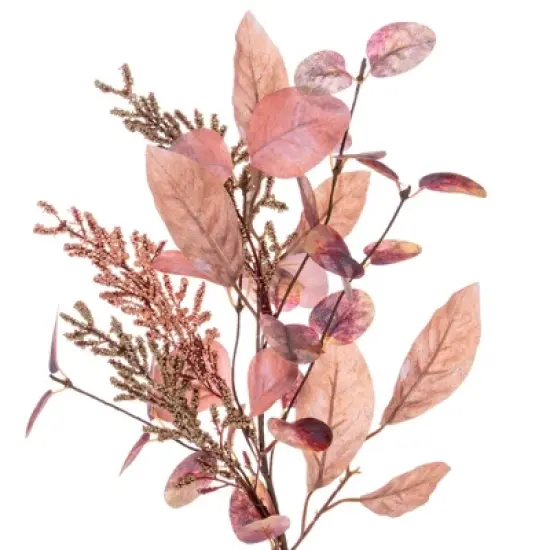 Vickerman 16" Dusty Rose Artificial Fall Eucalyptus and Berry Wreath Candle Ring image {1}