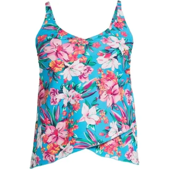 Lands' End Women's Chlorine Resistant V-Neck Tulip Hem Tankini Swimsuit Top with Adjustable Straps image {7}