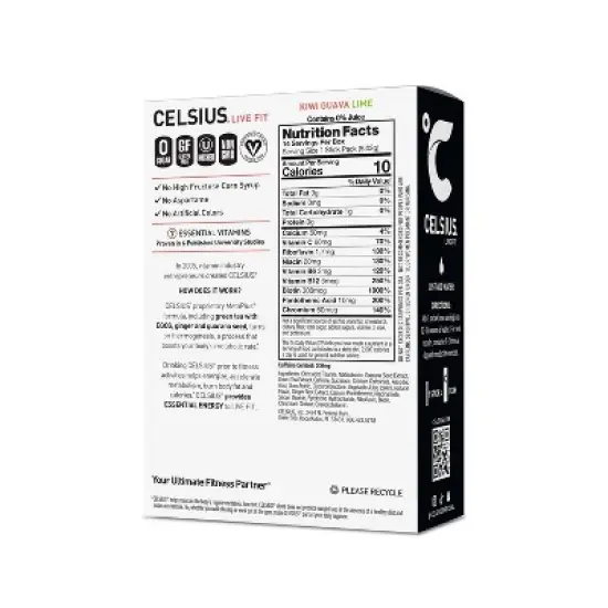CELSIUS On The Go Powder Sticks Kiwi Guava Lime Essential Energy - 14pk Sticks image {1}