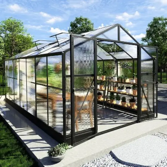 AMERLIFE Polycarbonate Greenhouse, Quick-Connect Frame, 4 Vents, Swing Lock Door image {6}