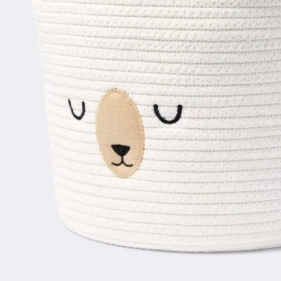 Medium Coiled Rope Round Basket Sleepy Bear - Cream - Cloud Island&trade; image {2}