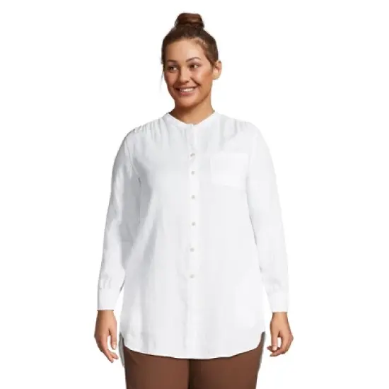 Lands' End Women's Linen A-Line Long Sleeve Tunic Top image {3}