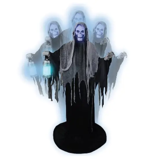 69" Animated Rising Ghost Reaper Halloween Decoration image {1}