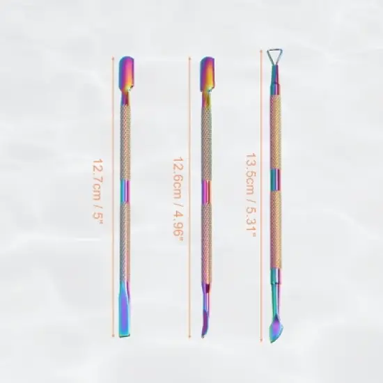 Unique Bargains Stainless Steel Double Head Cuticle Pusher Set Multicolored 4.96" 3 Pcs image {4}