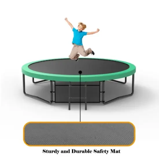 BestParts 12FT Recreational Kids Trampoline with Safety Enclosure, Ladder & Basketball Hoop for Outdoor Fun image {3}