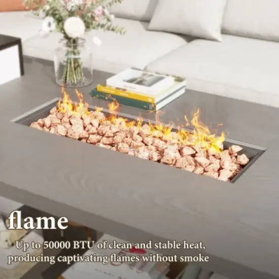 Famapy Patio Table Fire Pit Table Patio 50,000 BTU Propane Burner Fire Table : 2-in-1 Dining & Heating Safe and All Weather Use image {4}