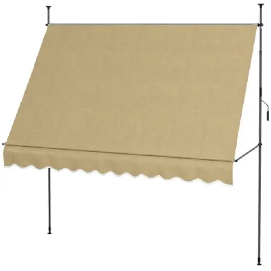Resenkos Patio Awning, Outdoor Sun Shade Shelter Cover Awnings,10' x 4' Manual Retractable Awning, Non-Screw Patio Awning, UV Resistant, Beige image {10}