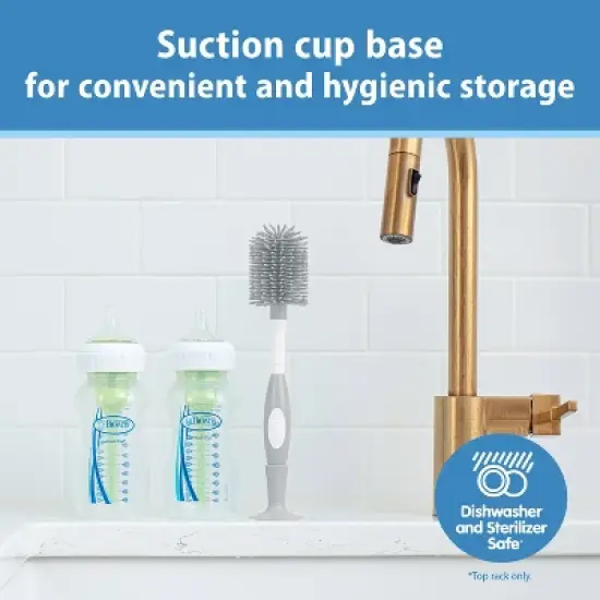 Dr. Brown's Soft Touch No Scratch Baby Bottle Cleaning Brush with Stand - Gray image {5}