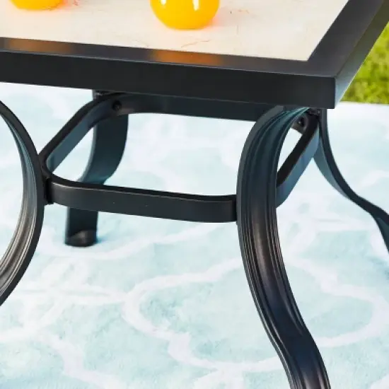 3pc Striped Steel Frame Patio Seating Sets Cream - Lokatse image {7}