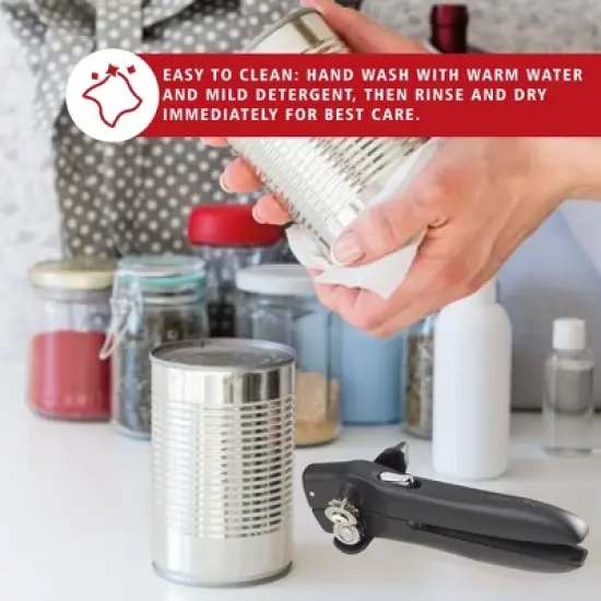 Swing-A-Way Locking Can Opener with Sharp Blade, Manual Hand Held, 2-in-1 Can and Bottle Opener, Made of Steel, Easy Turn Knob - (Black) image {5}