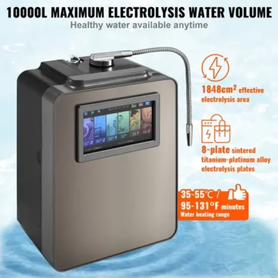 VEVOR Alkaline Water Ionizer Machine, pH 2.5-11.2 Alkaline Acidic Hydrogen Water Purifier, 6 Water Settings Home Filtration System, Up to -850mV ORP image {3}