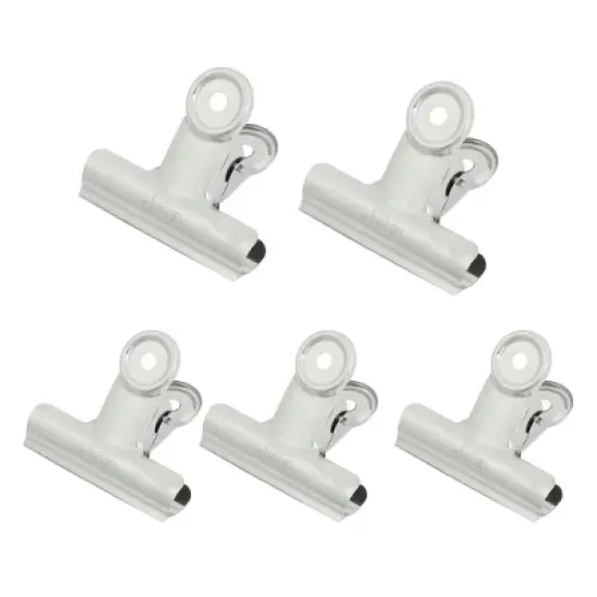 Unique Bargains Spring Loaded Design Strong Grip Easy Open Silver Tone Office Binder Clip 2.6" x 2.9" x 2" 5 Pcs image {4}