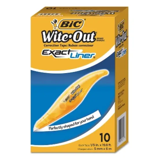 BIC Wite-Out Brand Exact Liner Correction Tape Non-Refillable 1/5" x 236" 10/BX WOELP10 image {8}