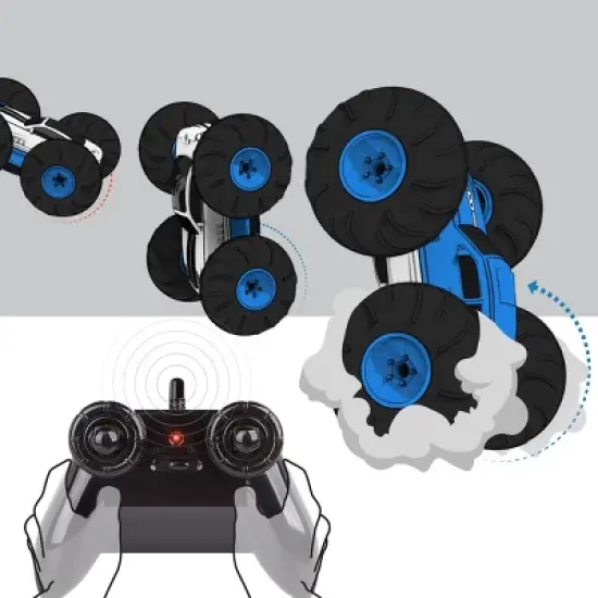 Sharper Image RC Race Car Flip Stunt Rally Vehicle - Blue image {1}