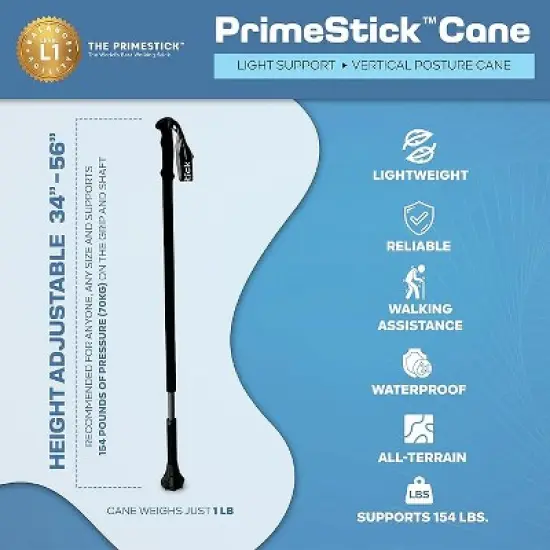 PrimeStick Walking Sticks for Seniors, Women & Men,Ergonomic Hiking Poles for Balance, Posture & Stability &ndash; Durable Trekking Poles for Walking image {7}