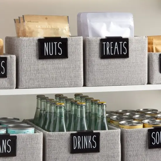 Talented Kitchen 18 Piece Black Label Holders Home Organization System, Removable Metal Clips For Pantry Baskets, Storage Bins, 3.5 x 2.5 In image {1}