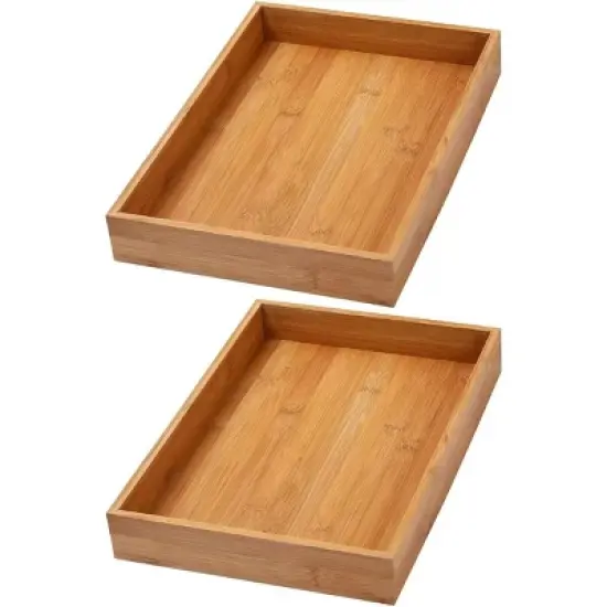YBM HOME Bamboo Drawer Organizer Storage Box for Kitchen Drawer, Junk Drawer, Office, Bedroom, Children Room, Craft, Sewing, and Bathroom, Pack of 2 image {7}