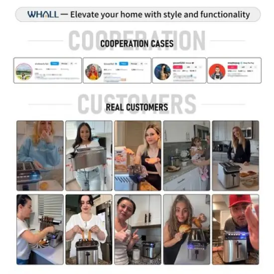 Whall New 2-slice toaster, Smarter Screen And Easier Operation, Full Stainless Steel,5 Basic Functions,Suitable For Different Bread Household Electric image {1}
