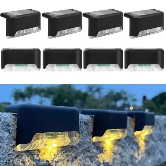 Link 8 Pack Solar Step Lights Waterproof Pathway Deck Lights Outdoor Patio Yard Garden Garage Warm Light image {10}