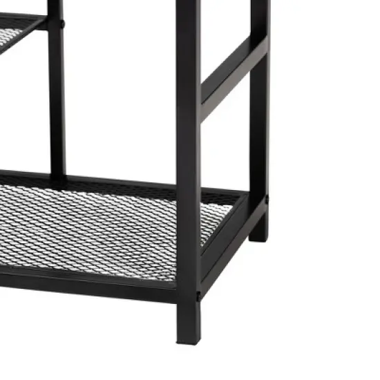 Edan Wood and Metal Freestanding Coat Hanger Walnut Brown/Black - Baxton Studio image {6}