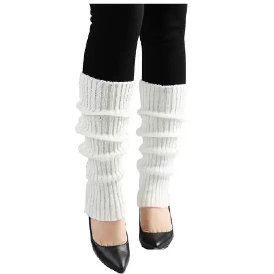 Allegra K Women's Knitted Solid Color Warm Knee High Length Ribbed Leg Warmers image {6}