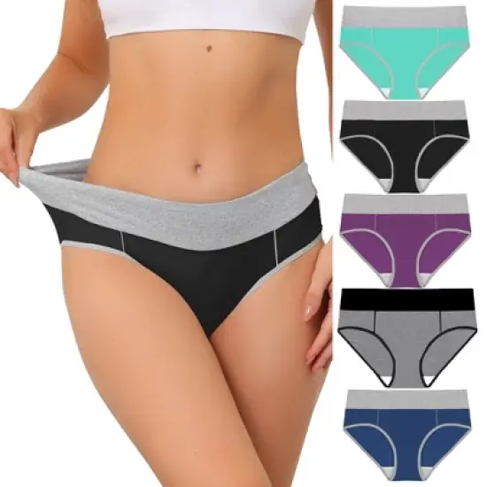 Agnes Orinda Women's 5 Packs High Rise Brief Stretchy Underwear image {19}