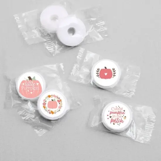 Big Dot of Happiness Girl Little Pumpkin - Fall Birthday Party or Baby Shower Round Candy Sticker Favors - Labels Fits Chocolate Candy (1 sheet of image {2}