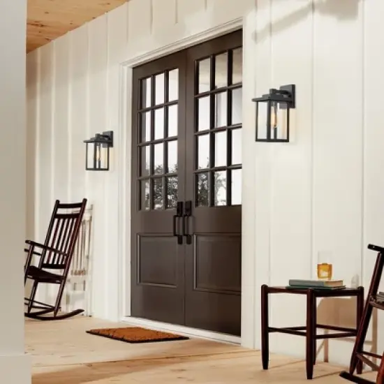 C Cattleya 2-Pack Powder-Coated Black Outdoor Wall Sconces with Clear Glass Panes for Patio,Porch and Garage(E26) image {5}