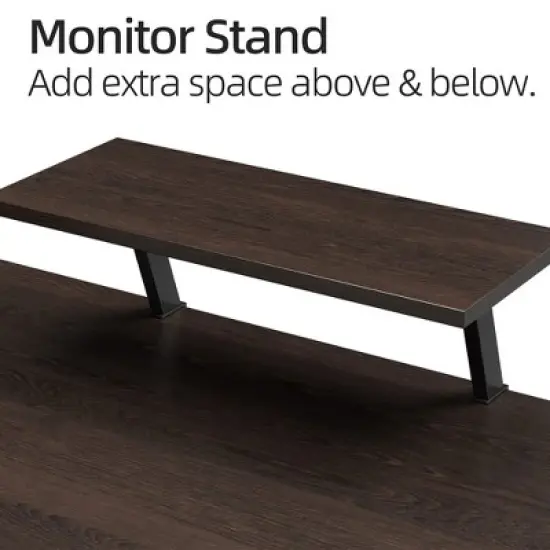 Somdot L Shaped Computer Home Office Corner Desk for Multiple Screens and Monitors with Removable Stand, Easy Assembly, Black Walnut image {4}