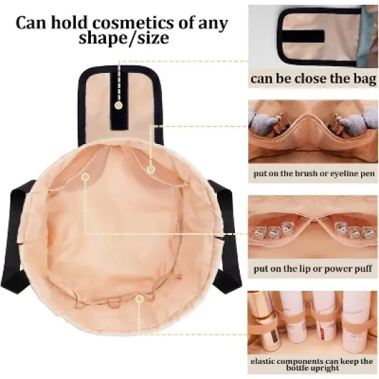 Narwey Barrel Drawstring Makeup Bag Large Travel Makeup Bag image {1}