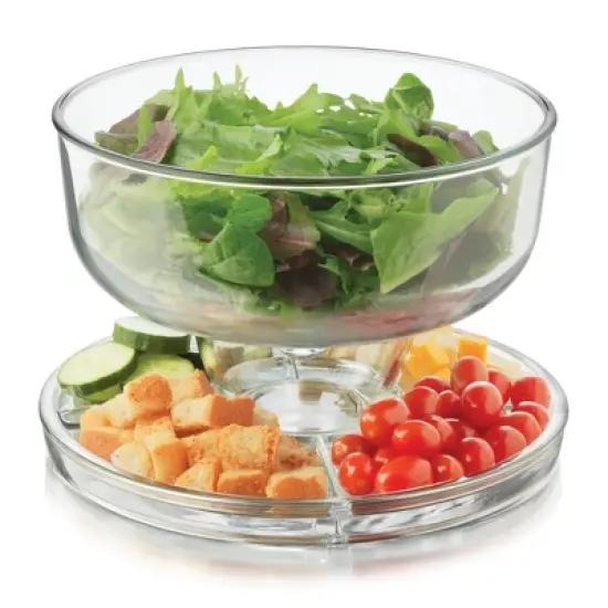 Libbey Selene 6 in 1 Multiuse Glass Server, Punch Bowl, Chip and Dip Bowl, Cake Stand image {5}