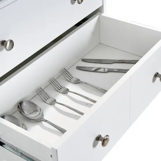 Gulches 67" Tall Kitchen Pantry Cabinet, Multi-Functional Storage with Doors, Drawers, and Adjustable Shelves, White image {4}