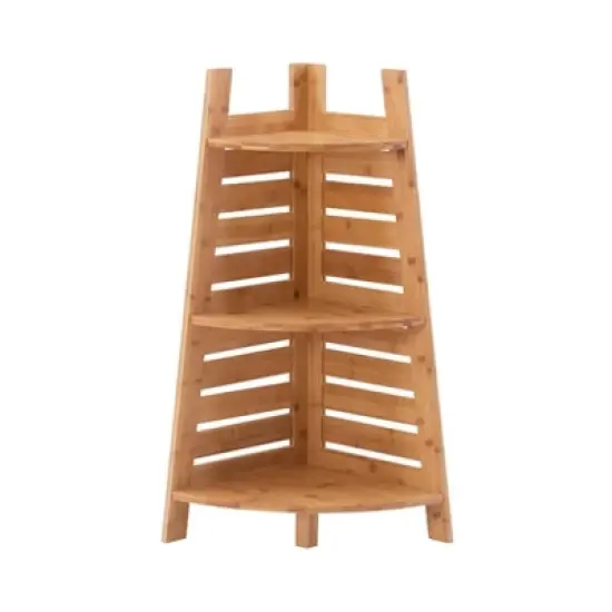 Bracken Bamboo Corner Shelf Natural - Linon image {2}