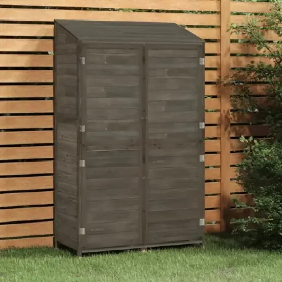 vidaXL Garden Shed for Tool Storage House Outdoor Backyard Solid Fir Wood - Anthracite 40.2" x 20.5" x 68.7" image {1}