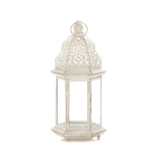 Iron Sublime Outdoor Lantern Distressed White - Zingz & Thingz image {7}
