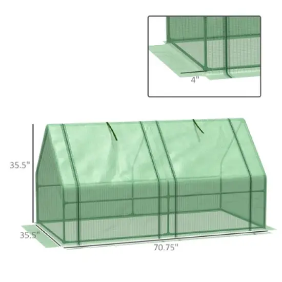 DOMETOUR 6' x 3' x 3' Portable Mini Greenhouse Outdoor Garden with Large Zipper Doors and Water/UV PE Cover, Green image {5}