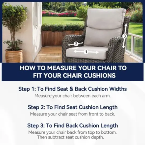 Buenhomino Deep Seat Outdoor Cushion Set 25"x22",Bench Outdoor Chair Cushion, Outdoor High Back Chair Cushion Seat Pad for Patio Furniture image {7}