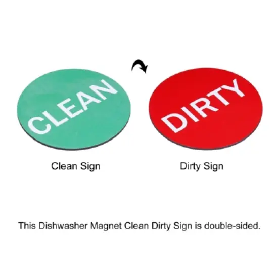 Unique Bargains Double-sided Clean Dirty Sign Round Dishwasher Magnet 3.5" Red-Green image {3}