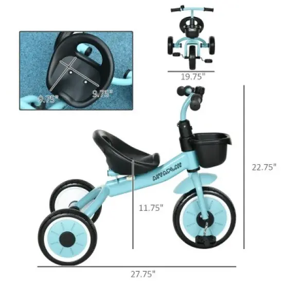 INFURNIC Baby Walkers Kids Tricycle with Adjustable Seat Basket and Bell for Toddlers, Blue, 27.8"*20.9"*22.8" image {3}